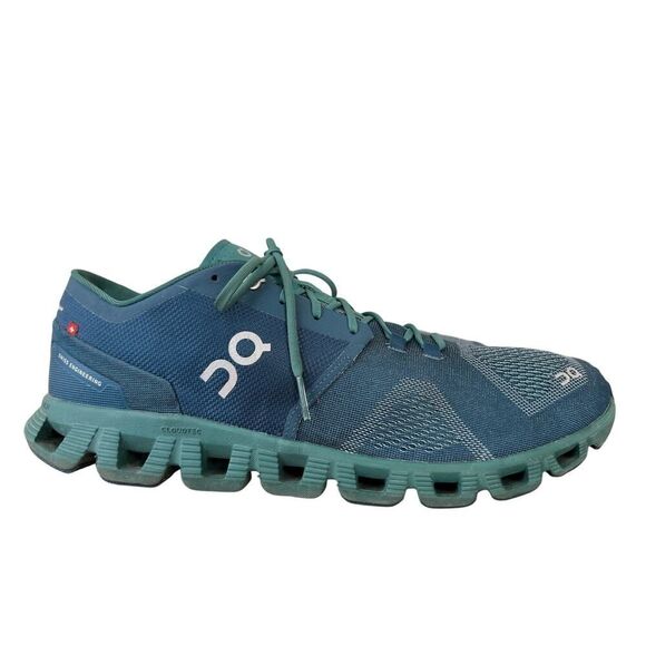 ON CLOUD X Running Shoes Men’s Storm Tide Blue Green Size 12.5 - Picture 4 of 13